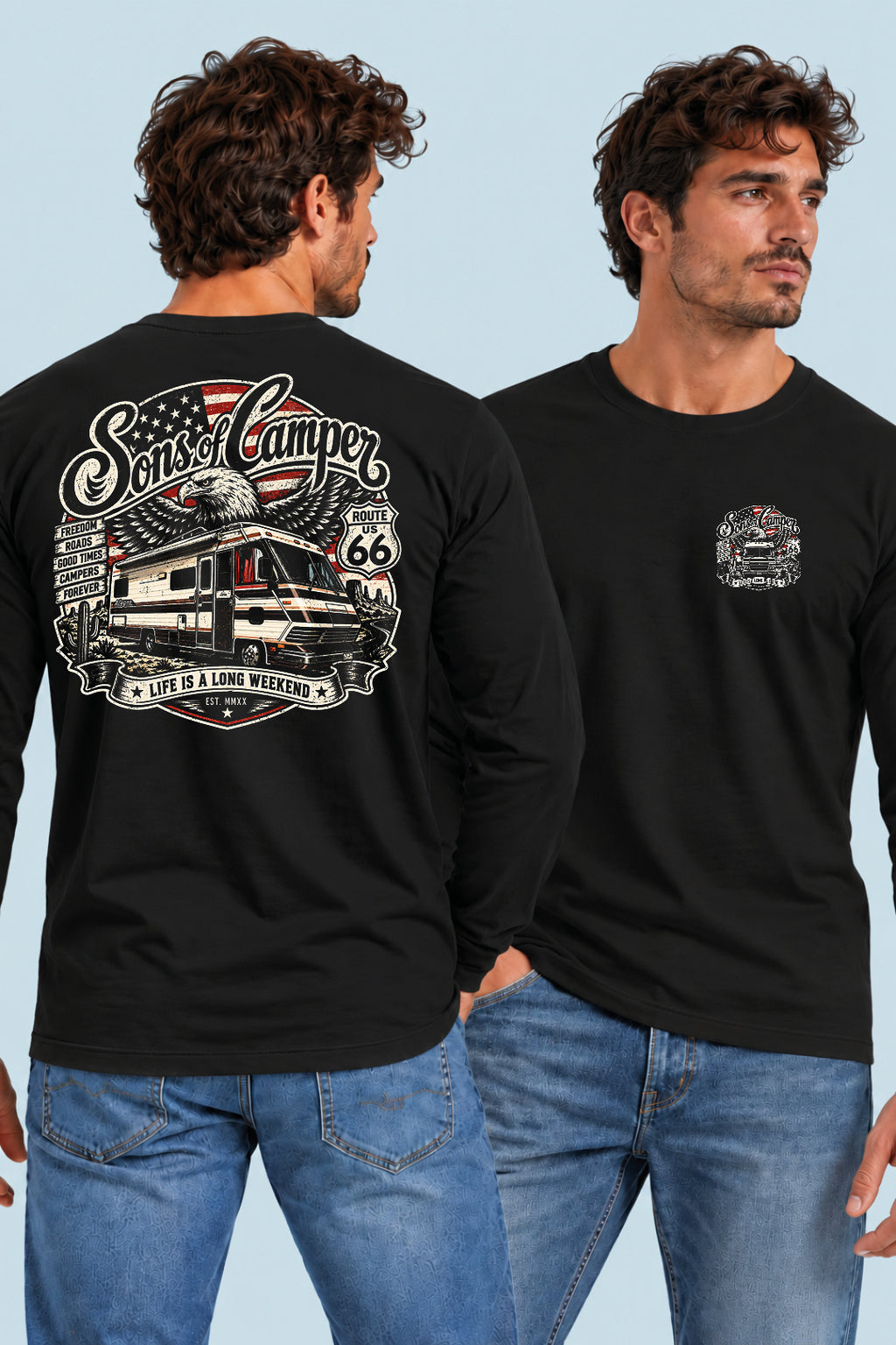 Camiseta manga larga Mario Sons of Camper color Negro, vista hombre
