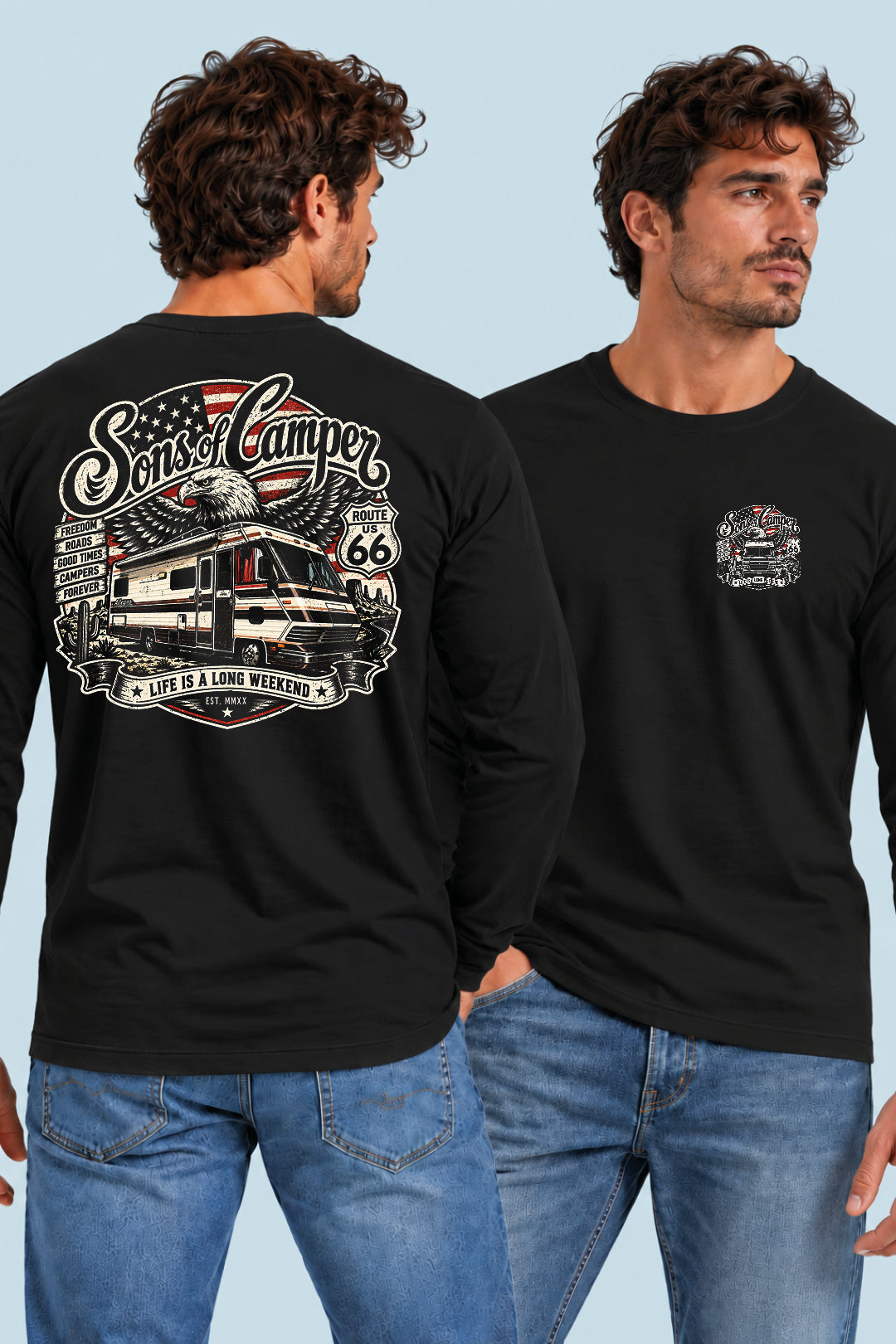 Camiseta manga larga Mario Sons of Camper color Negro, vista hombre