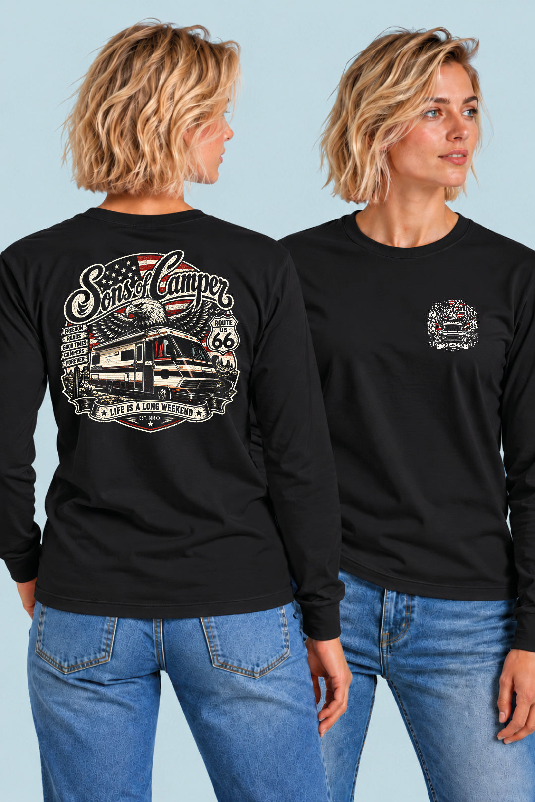 Camiseta manga larga Mario Sons of Camper color Negro, vista mujer