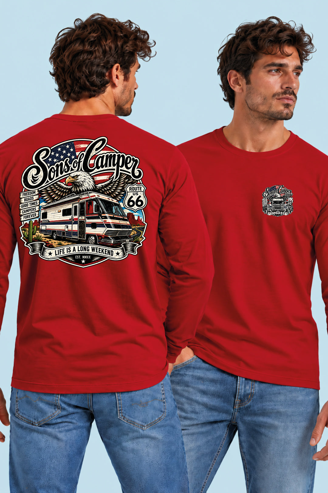 Camiseta manga larga Mario Sons of Camper color Rojo, vista hombre
