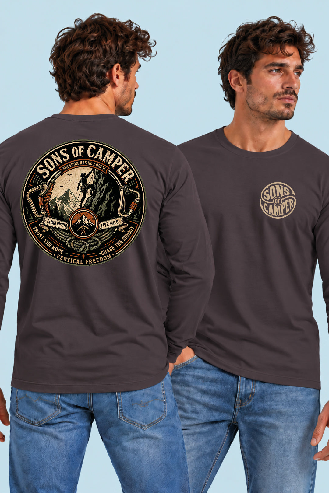 Camiseta manga larga Pirineos Sons of Camper color Antracita, vista hombre