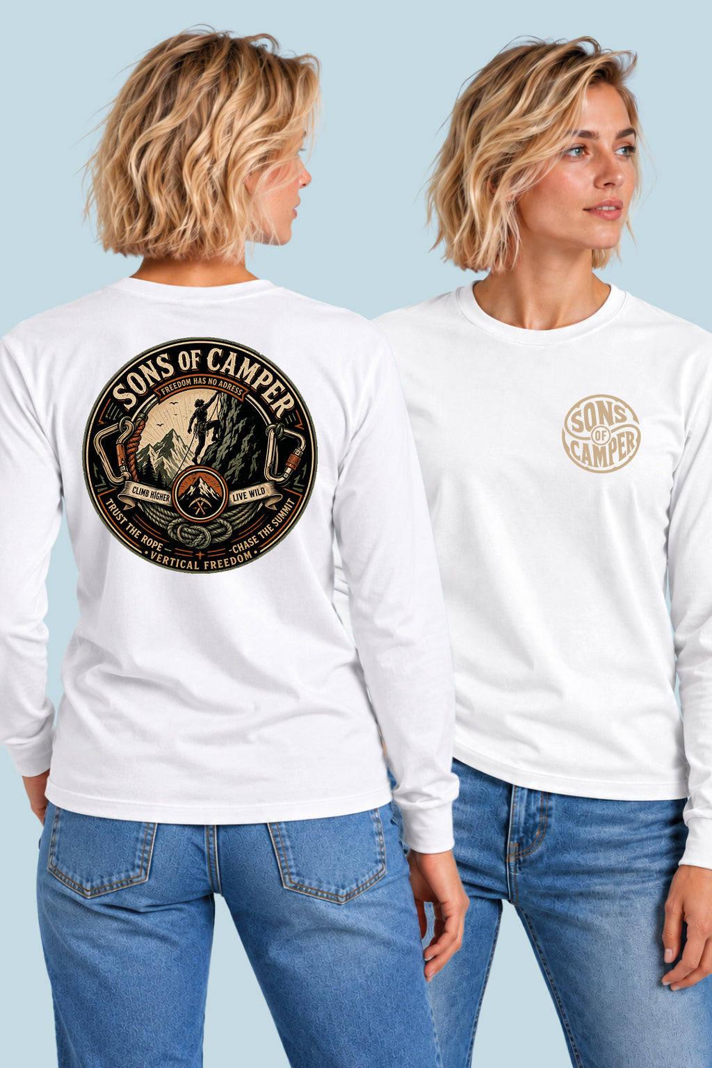 Camiseta manga larga Pirineos Sons of Camper color Blanco, vista mujer