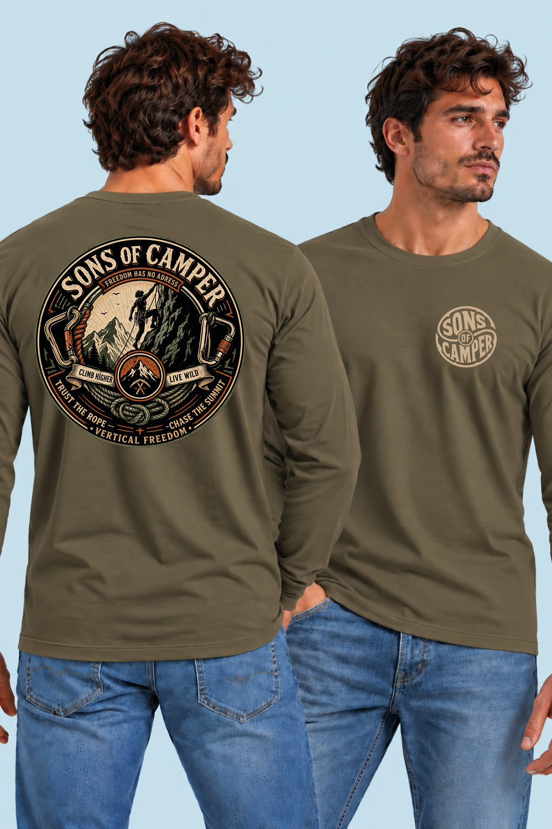 Camiseta manga larga Pirineos Sons of Camper color Caqui, vista hombre