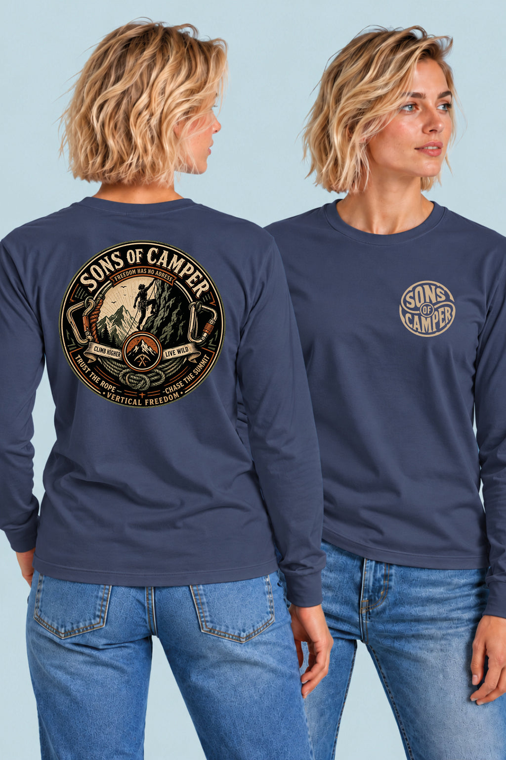 Camiseta manga larga Pirineos Sons of Camper color Navy, vista mujer