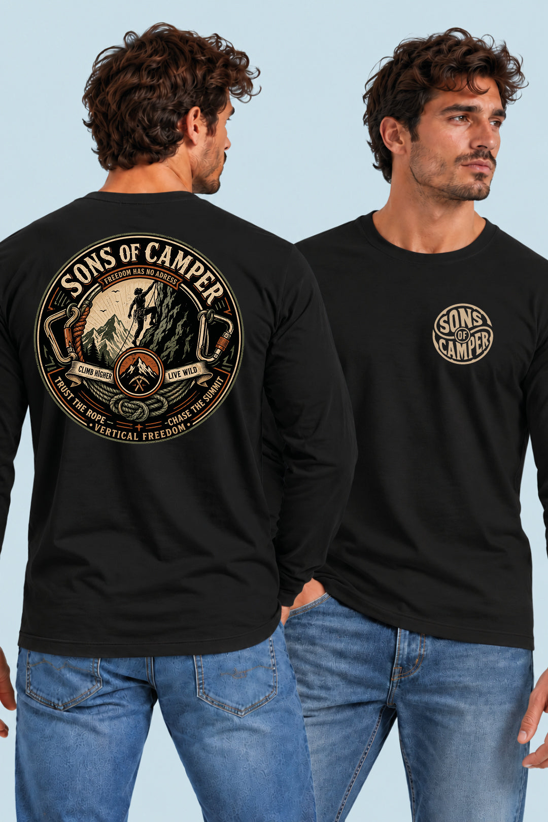 Camiseta manga larga Pirineos Sons of Camper color Negro, vista hombre