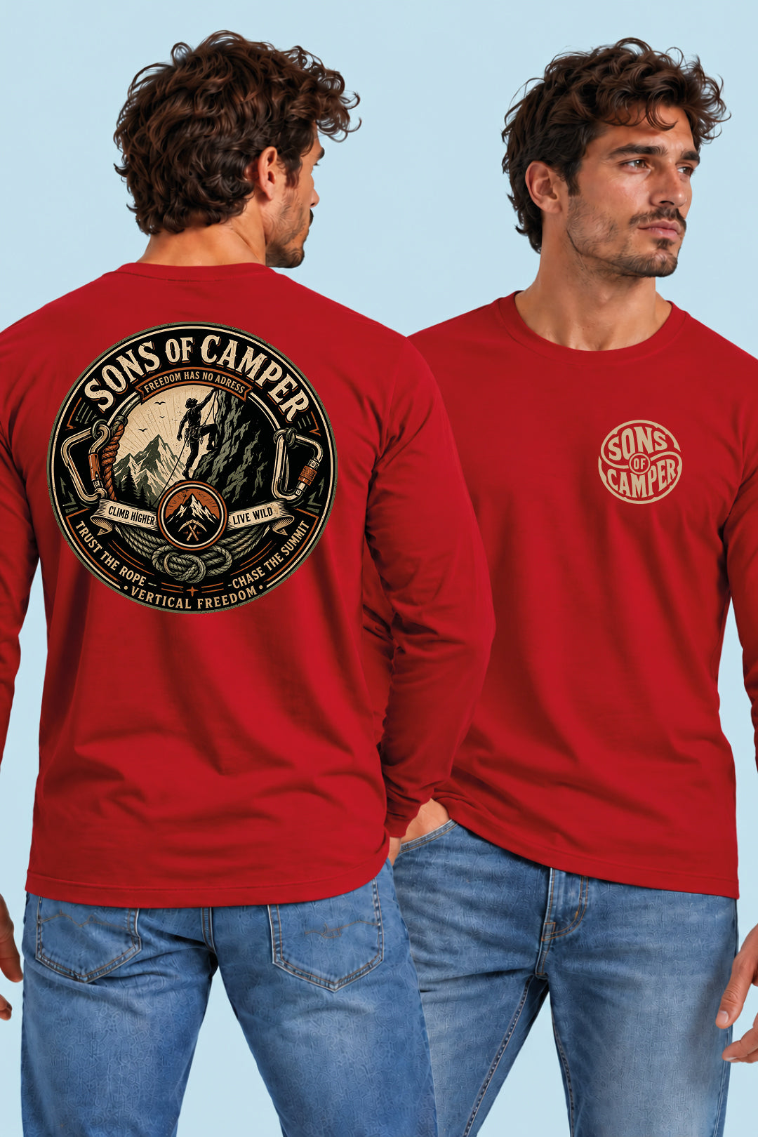 Camiseta manga larga Pirineos Sons of Camper color Rojo, vista hombre