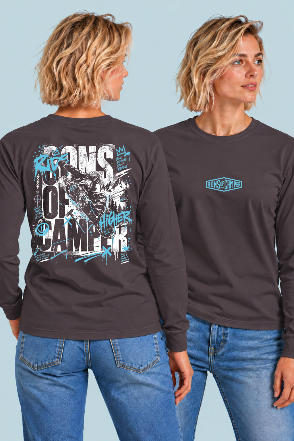 Camiseta manga larga Radical Sons of Camper color Antracita, vista mujer
