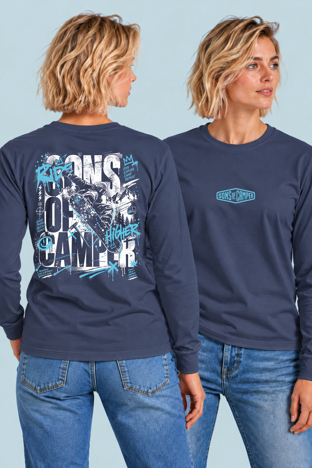 Camiseta manga larga Radical Sons of Camper color Navy, vista mujer