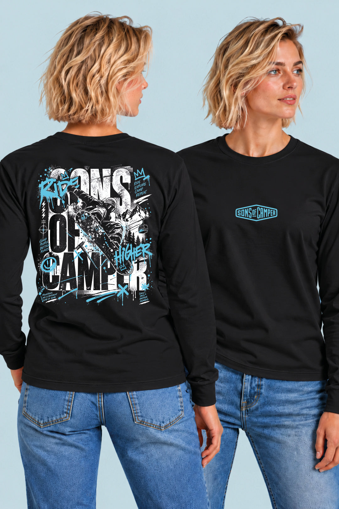 Camiseta manga larga Radical Sons of Camper color Negro, vista mujer