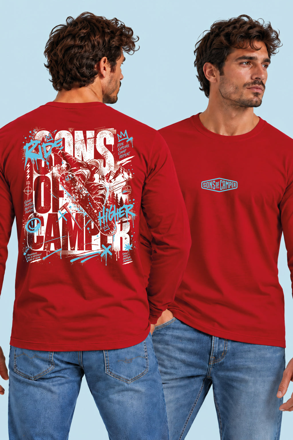 Camiseta manga larga Radical Sons of Camper color Rojo, vista hombre