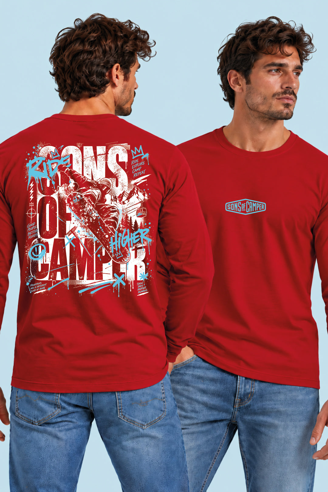 Camiseta manga larga Radical Sons of Camper color Rojo, vista hombre