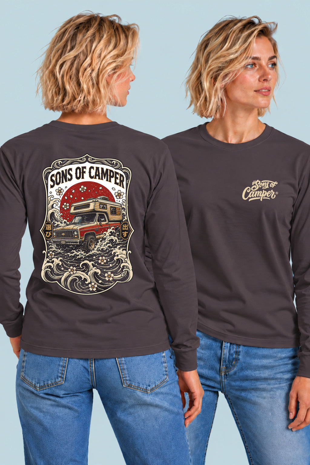 Camiseta manga larga River Sons of Camper color Antracita, vista mujer