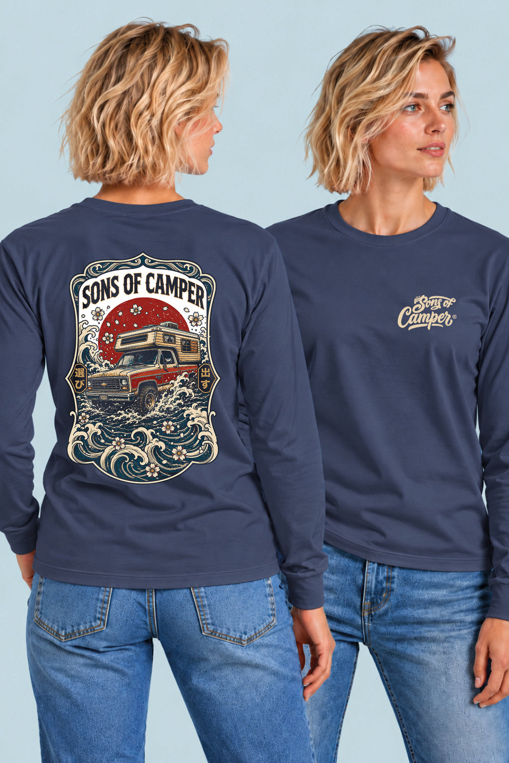 Camiseta manga larga River Sons of Camper color Navy, vista mujer