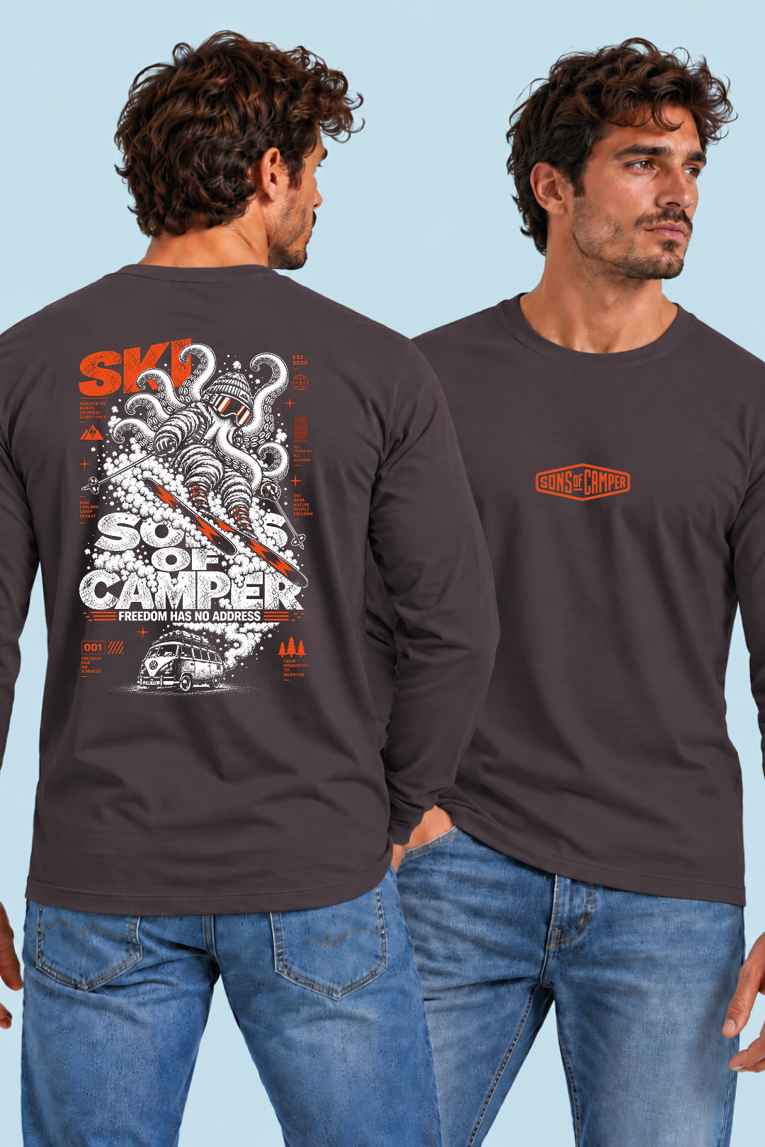 Camiseta manga larga Ski Sons of Camper color Antracita, vista hombre