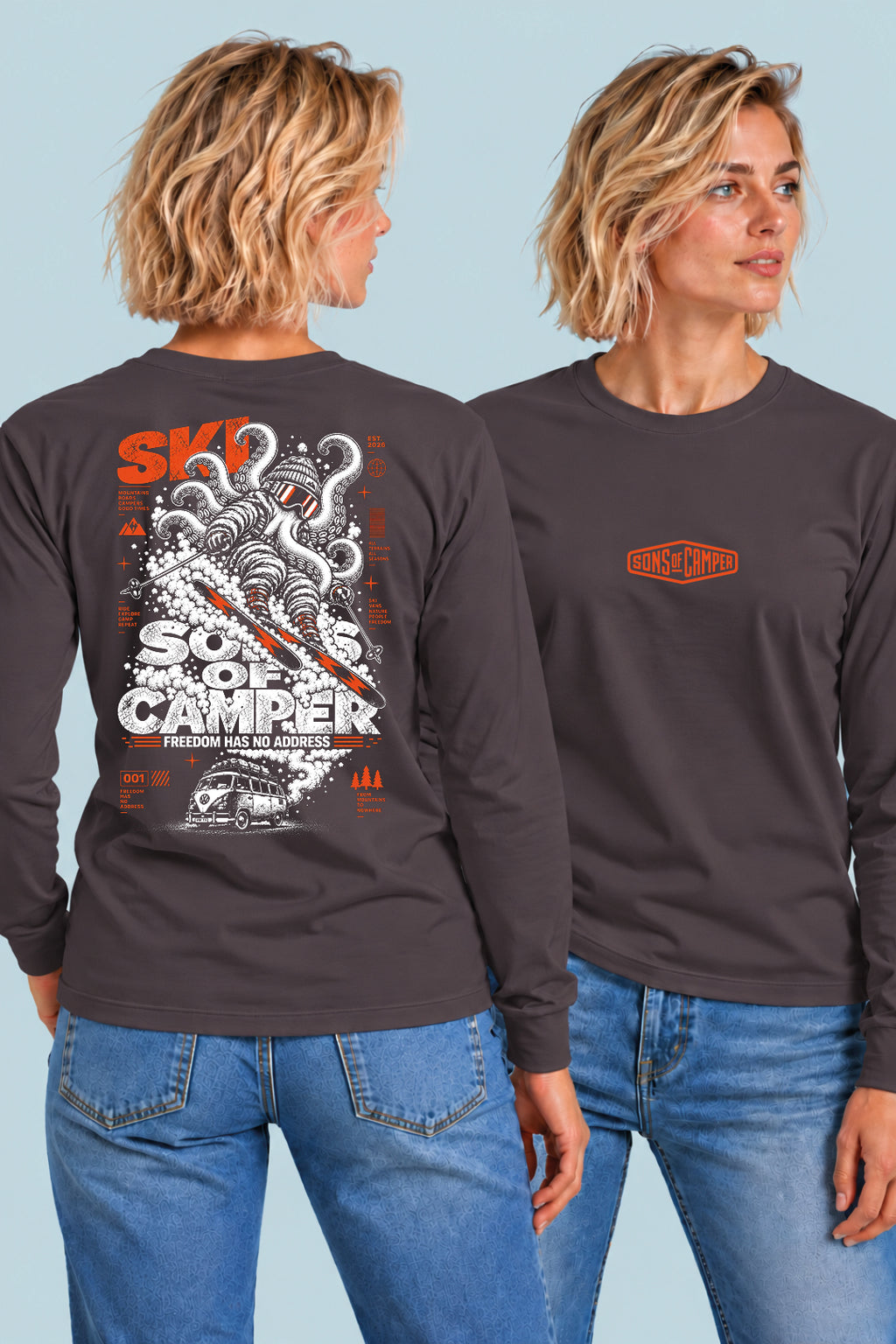 Camiseta manga larga Ski Sons of Camper color Antracita, vista mujer