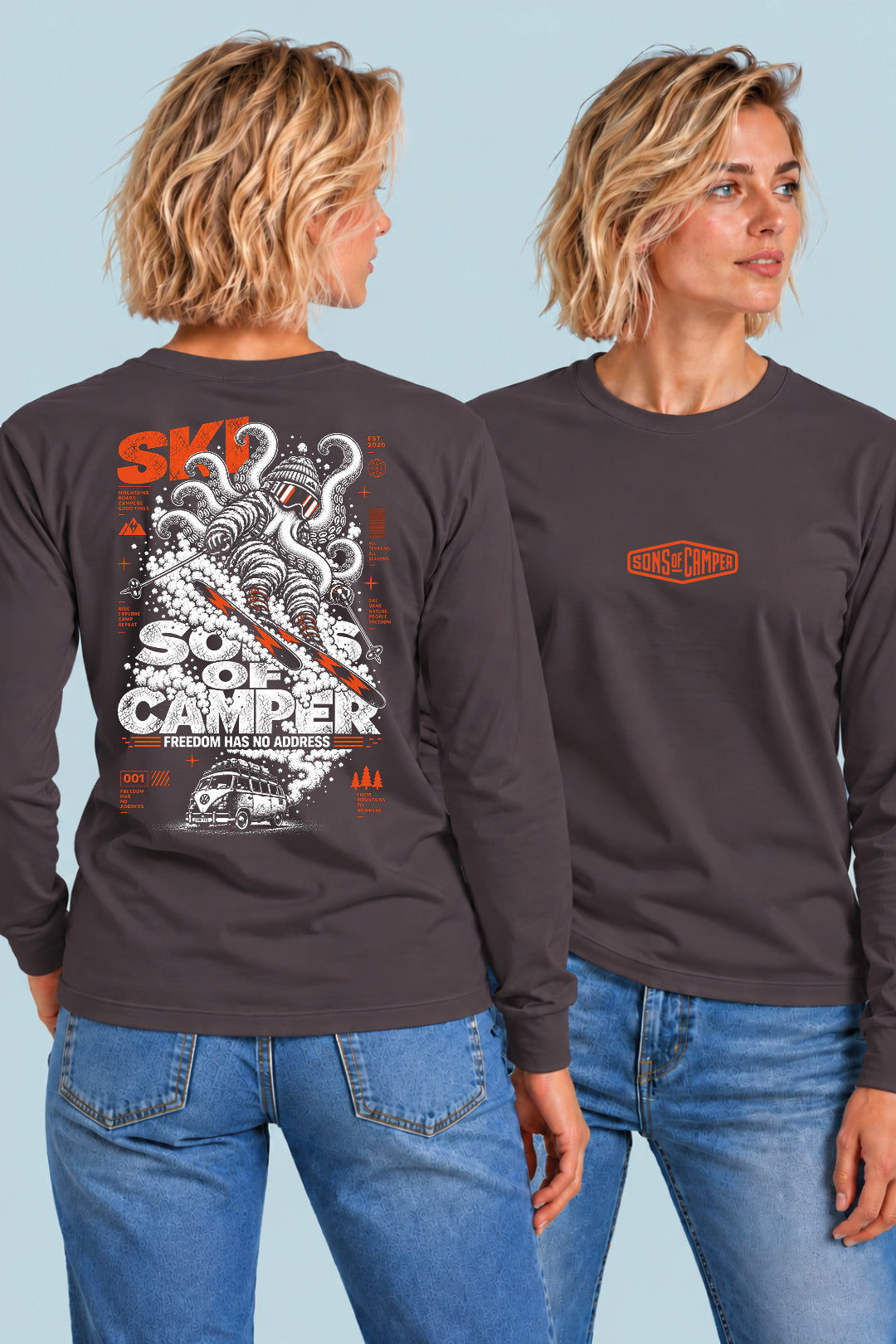 Camiseta manga larga Ski Sons of Camper color Antracita, vista mujer