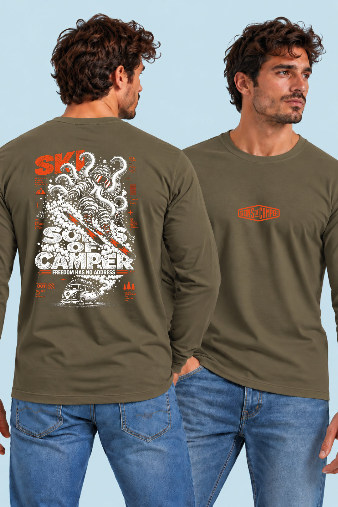 Camiseta manga larga Ski Sons of Camper color Caqui, vista hombre