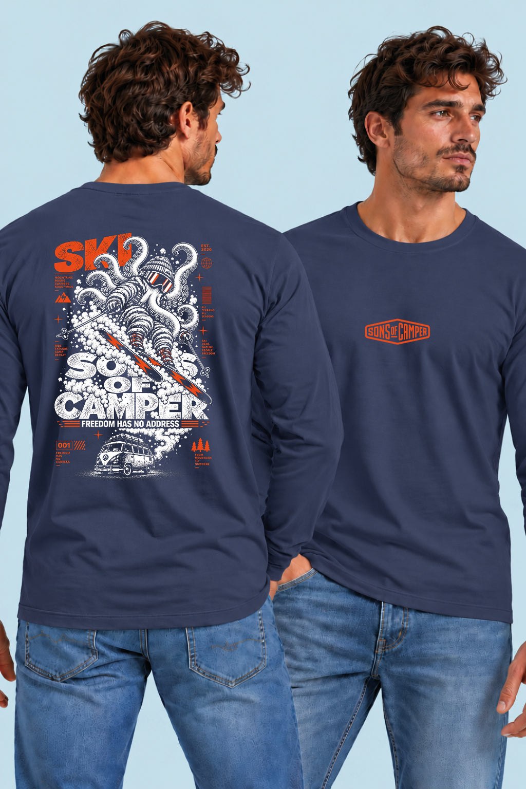 Camiseta manga larga Ski Sons of Camper color Navy, vista hombre