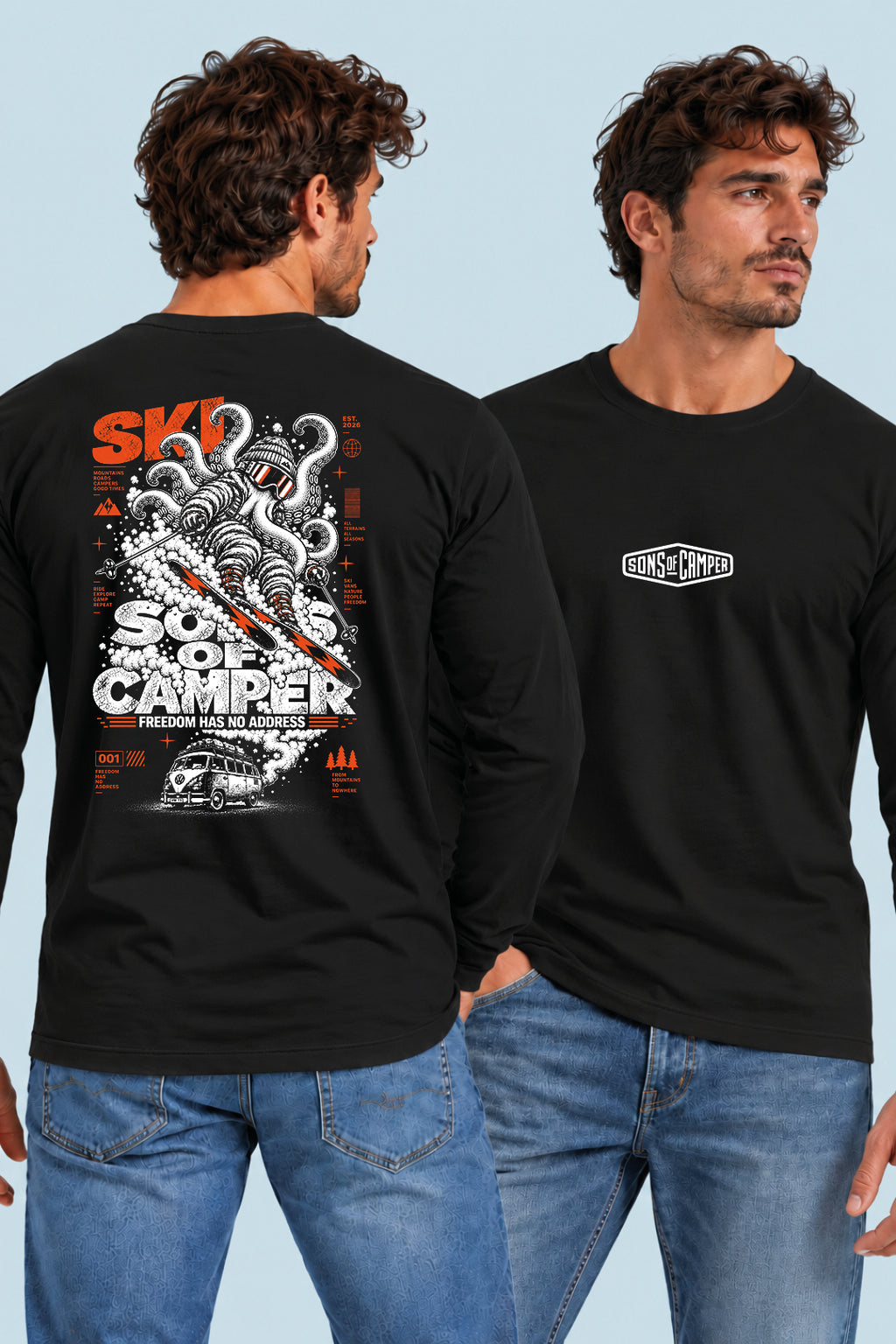 Camiseta manga larga Ski Sons of Camper color Negro, vista hombre