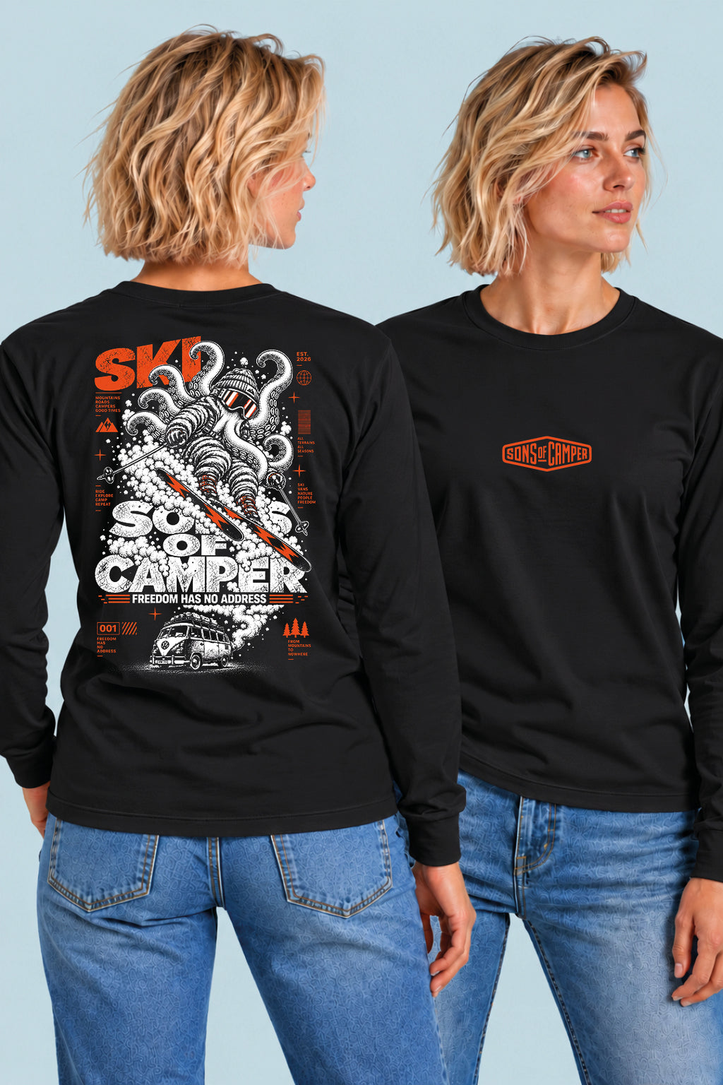 Camiseta manga larga Ski Sons of Camper color Negro, vista mujer