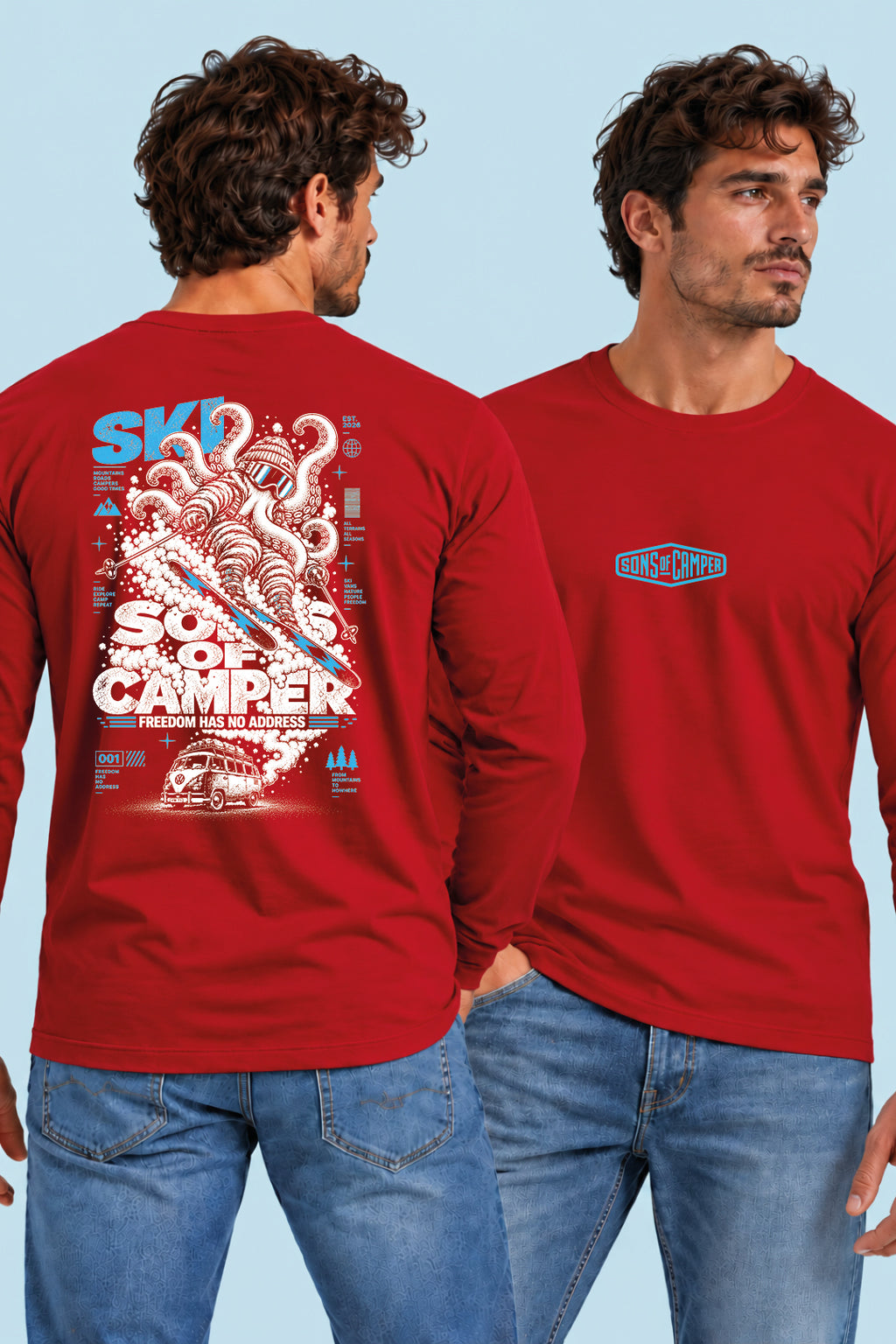 Camiseta manga larga Ski Sons of Camper color Rojo, vista hombre