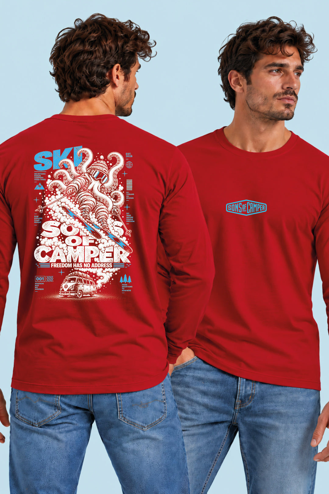 Camiseta manga larga Ski Sons of Camper color Rojo, vista hombre