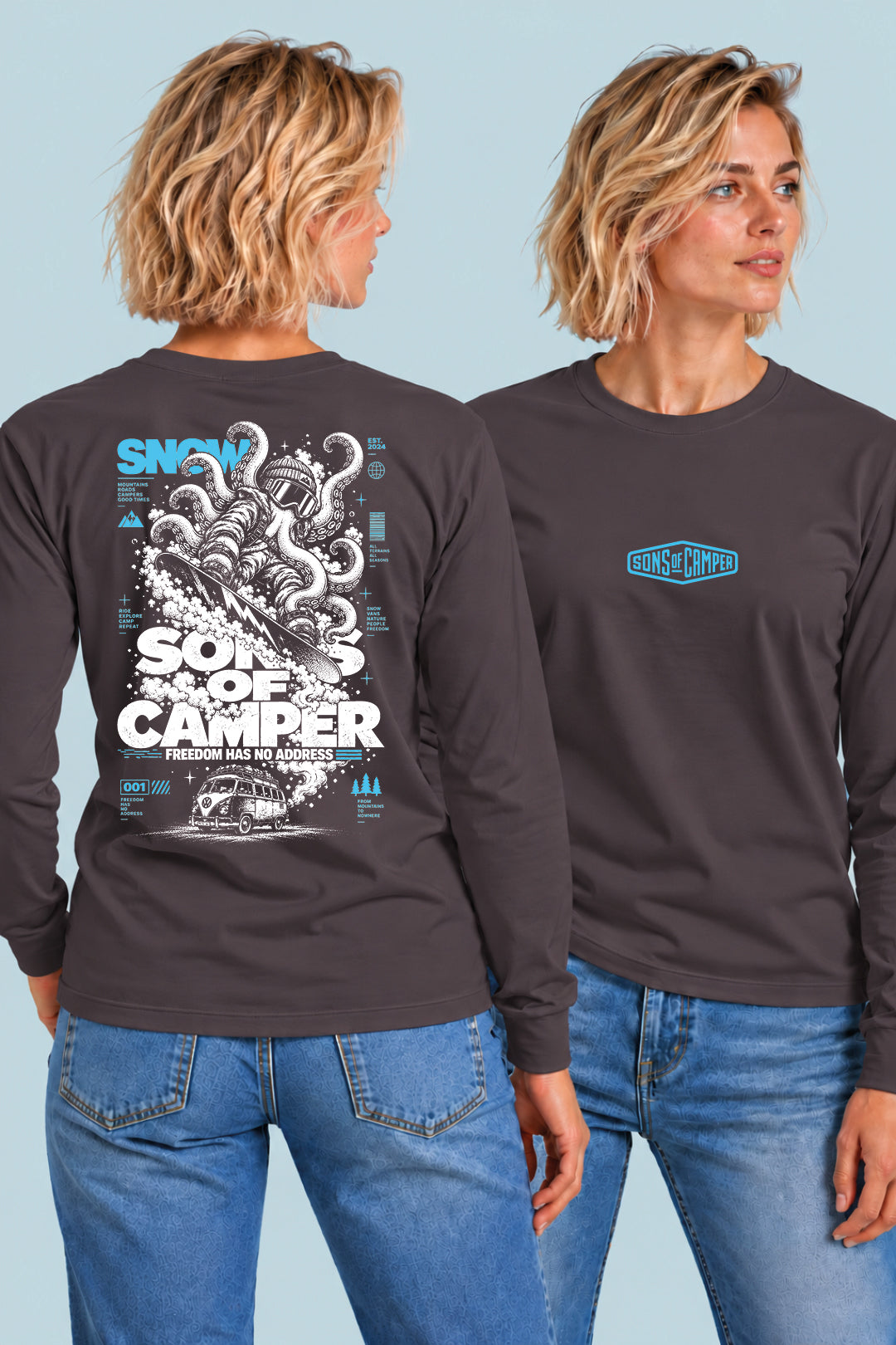 Camiseta manga larga Snow Sons of Camper color Antracita, vista mujer