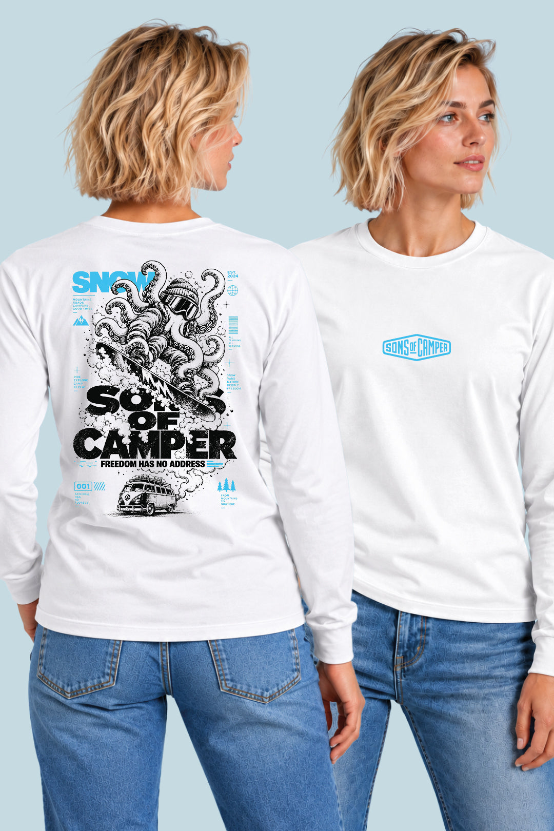 Camiseta manga larga Snow Sons of Camper color Blanco, vista mujer