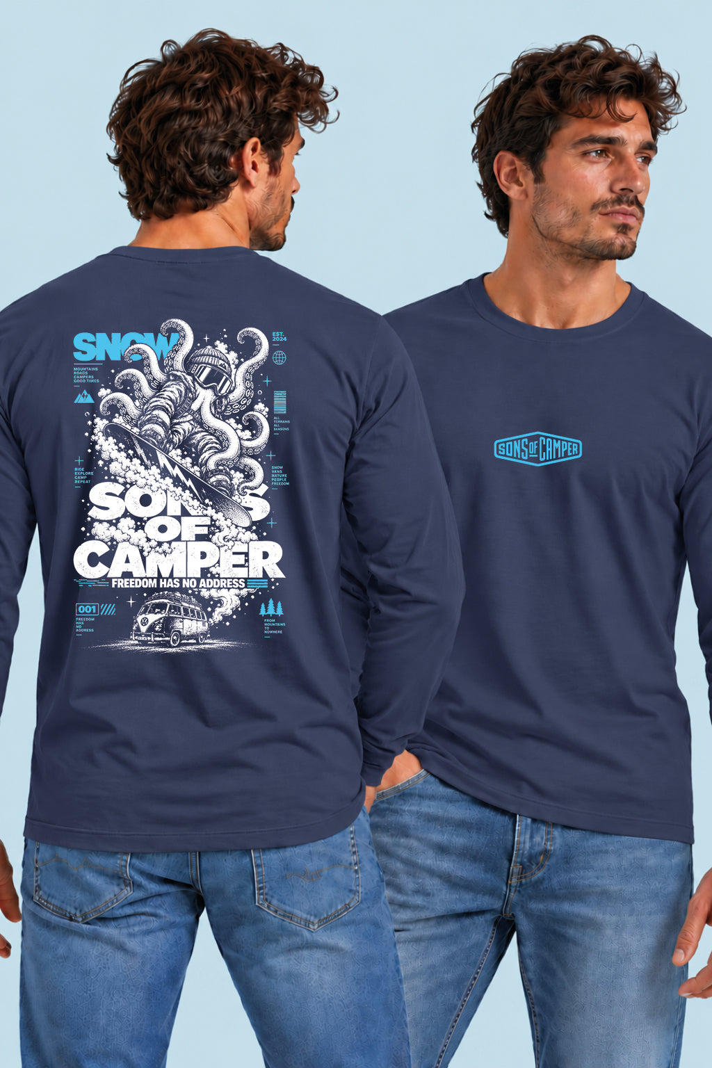 Camiseta manga larga Snow Sons of Camper color Navy, vista hombre
