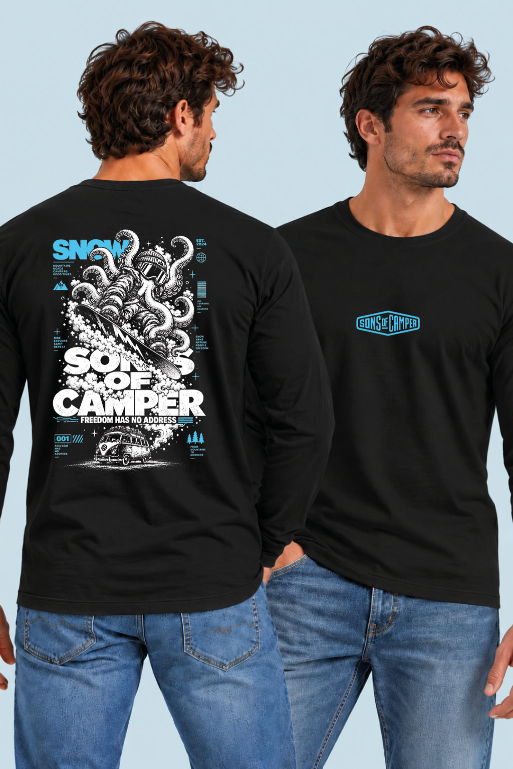 Camiseta manga larga Snow Sons of Camper color Negro, vista hombre