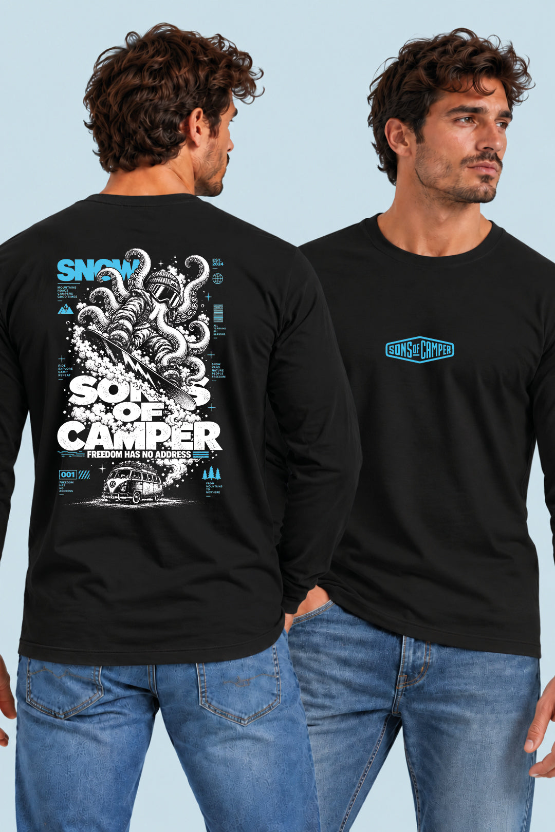 Camiseta manga larga Snow Sons of Camper color Negro, vista hombre