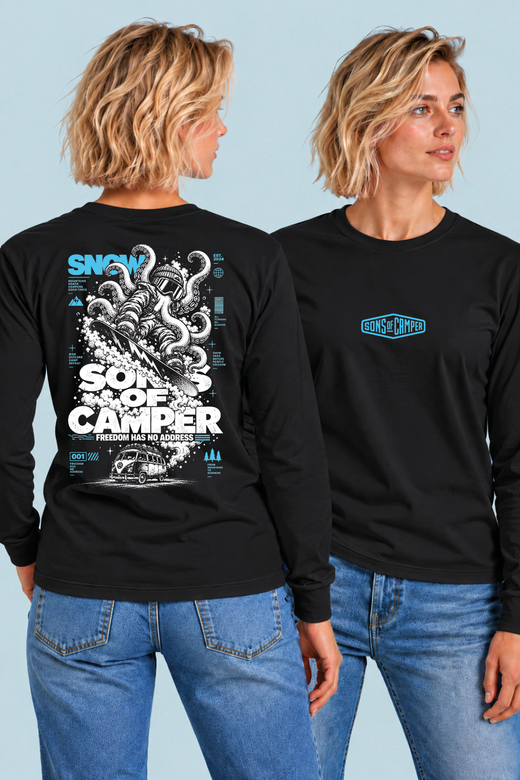 Camiseta manga larga Snow Sons of Camper color Negro, vista mujer