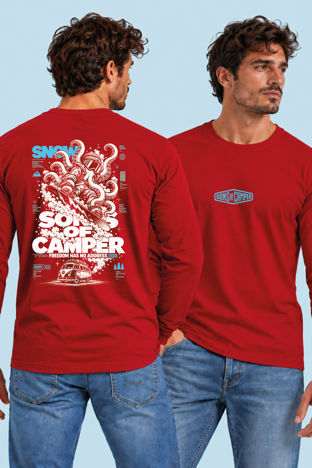 Camiseta manga larga Snow Sons of Camper color Rojo, vista hombre