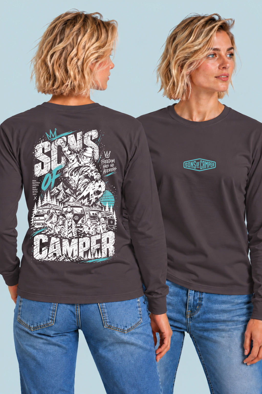 Camiseta manga larga Snowmass Sons of Camper color Antracita, vista mujer