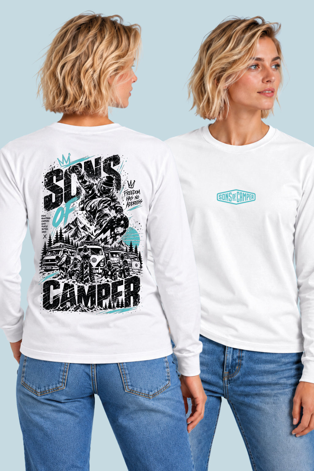 Camiseta manga larga Snowmass Sons of Camper color Blanco, vista mujer