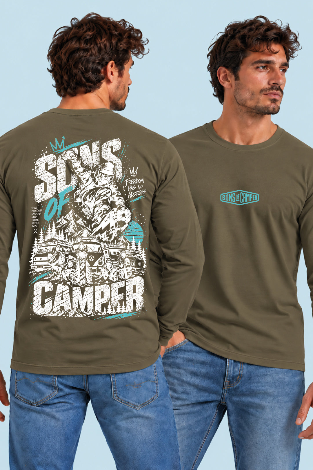 Camiseta manga larga Snowmass Sons of Camper color Caqui, vista hombre
