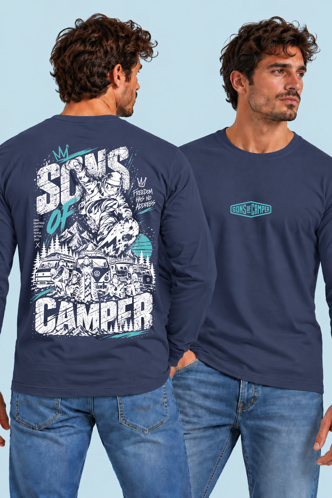 Camiseta manga larga Snowmass Sons of Camper color Navy, vista hombre