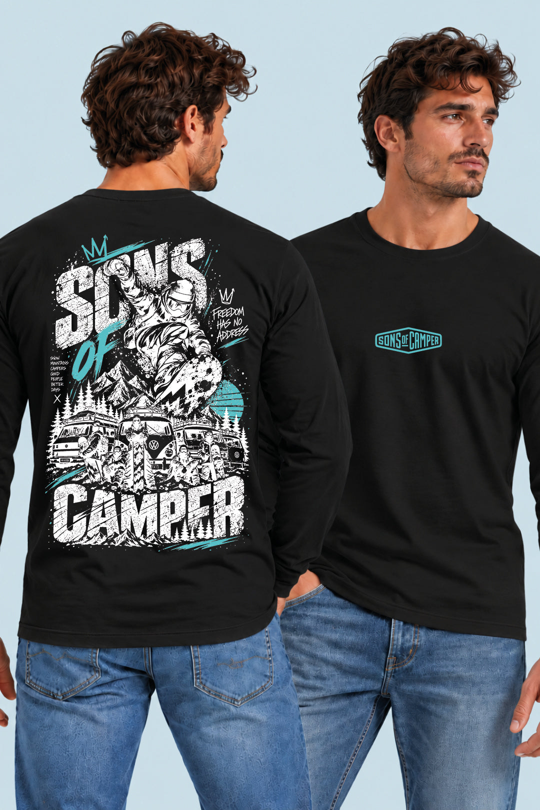 Camiseta manga larga Snowmass Sons of Camper color Negro, vista hombre