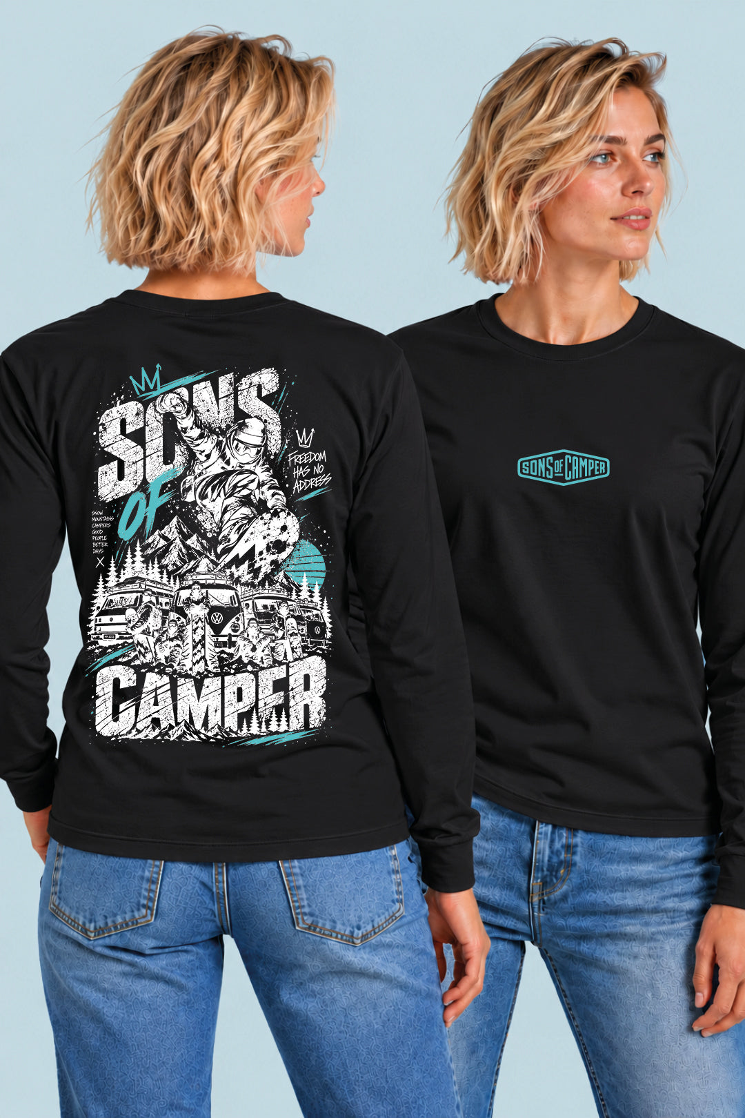 Camiseta manga larga Snowmass Sons of Camper color Negro, vista mujer