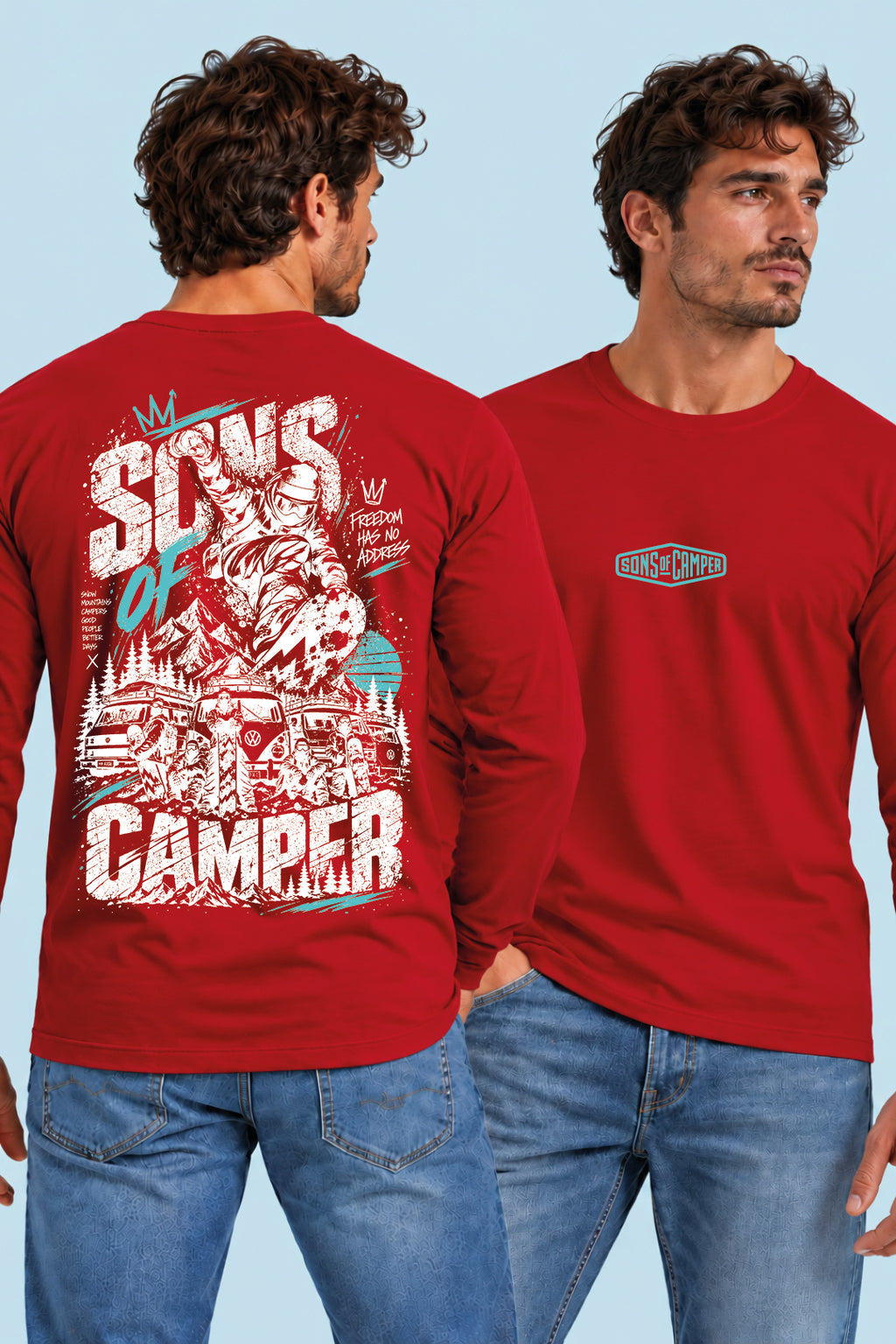 Camiseta manga larga Snowmass Sons of Camper color Rojo, vista hombre