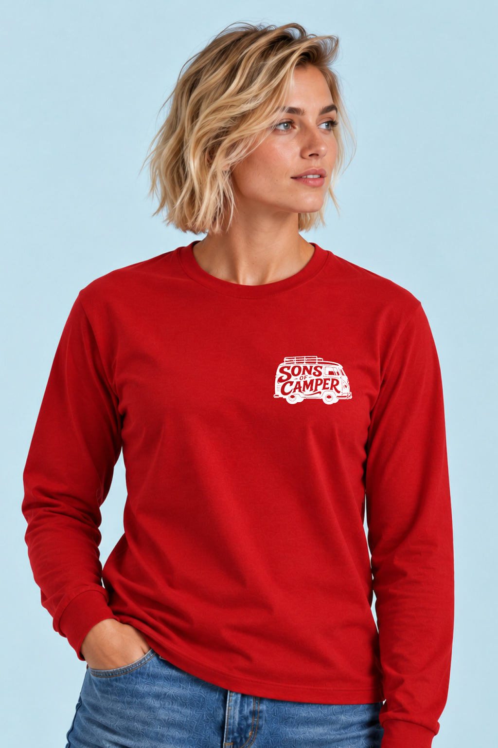 Camiseta manga larga T 1 Sons of Camper color Rojo, vista mujer