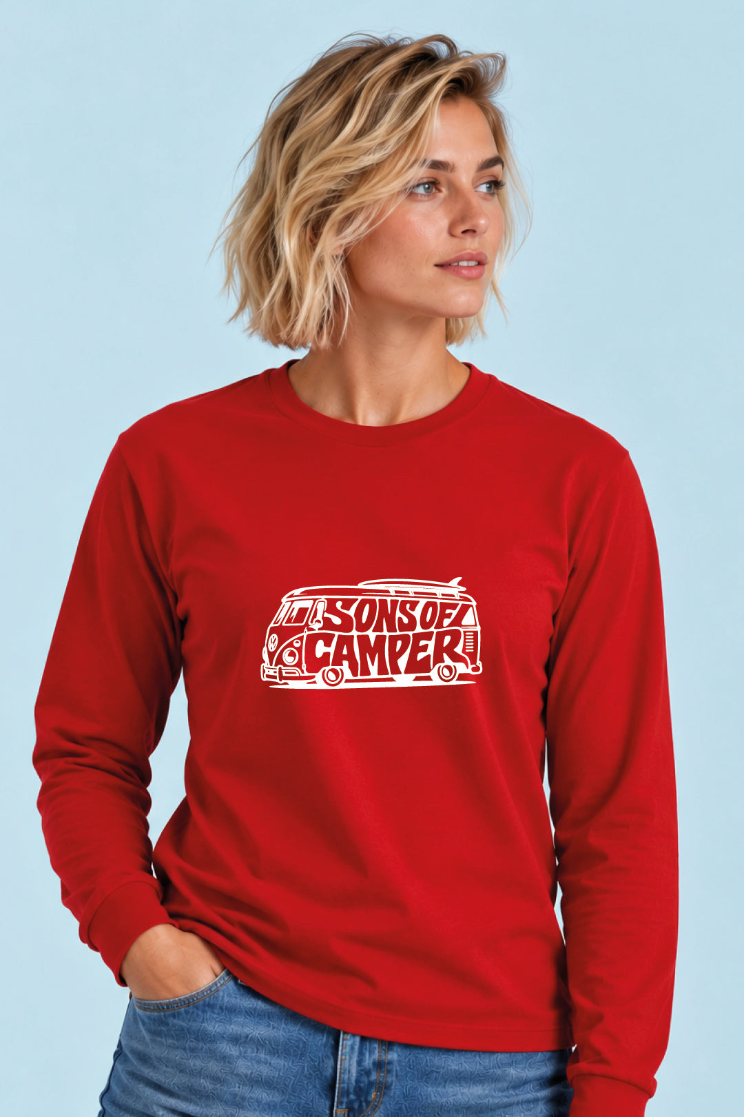 Camiseta manga larga T 4 Sons of Camper color Rojo, vista mujer