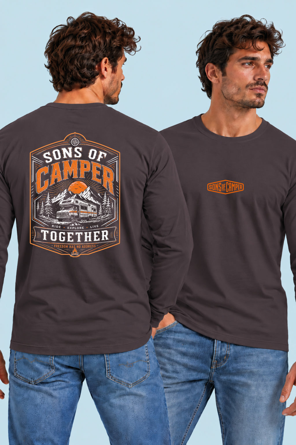 Camiseta manga larga Together Sons of Camper color Antracita, vista hombre