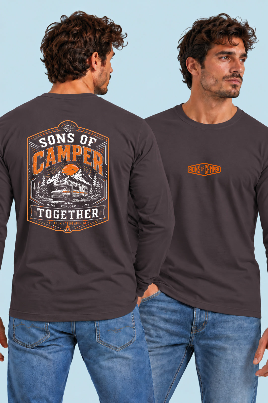 Camiseta manga larga Together Sons of Camper color Antracita, vista hombre
