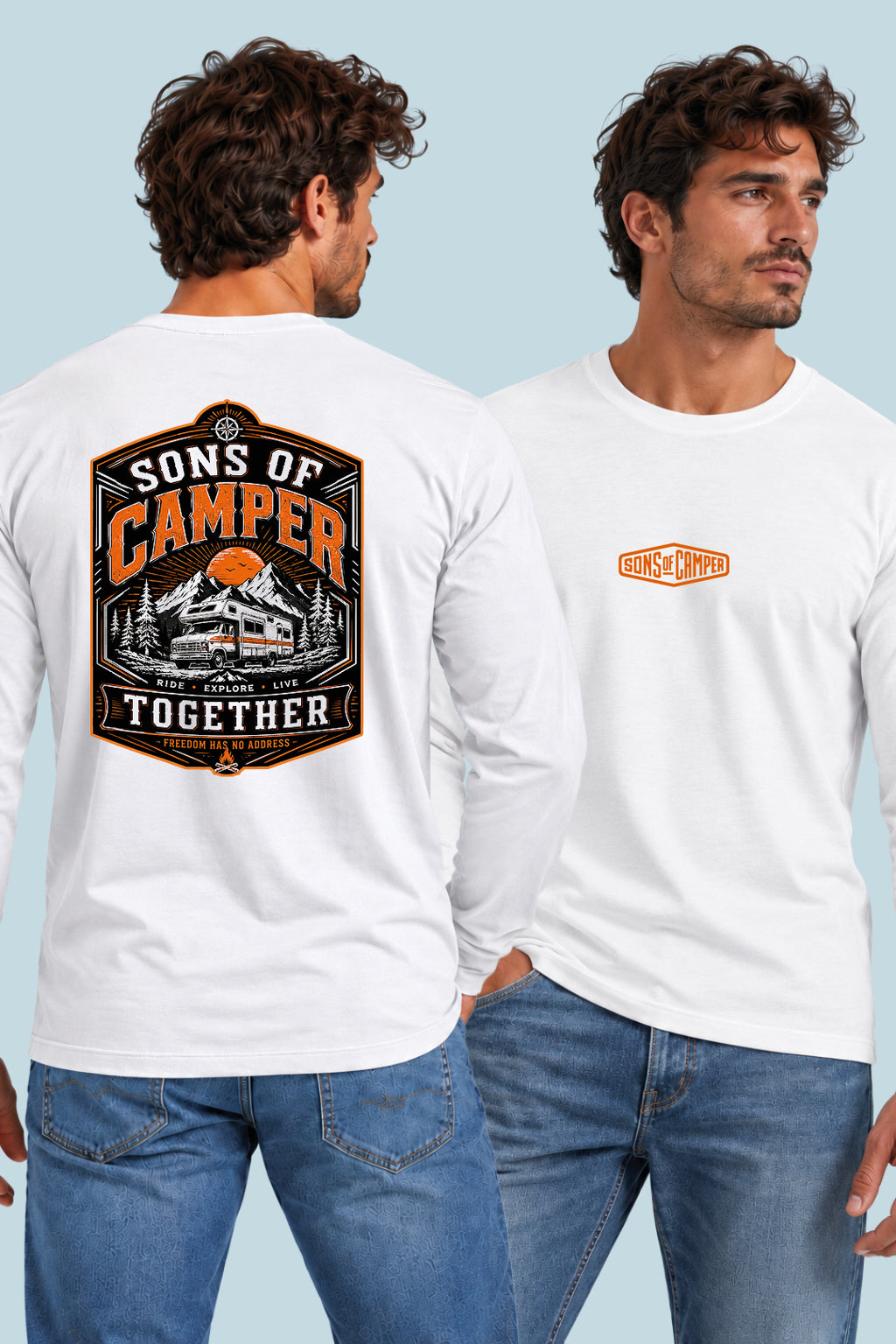 Camiseta manga larga Together Sons of Camper color Blanco, vista hombre