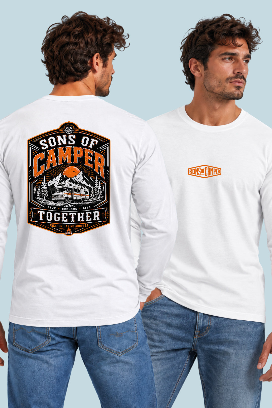 Camiseta manga larga Together Sons of Camper color Blanco, vista hombre
