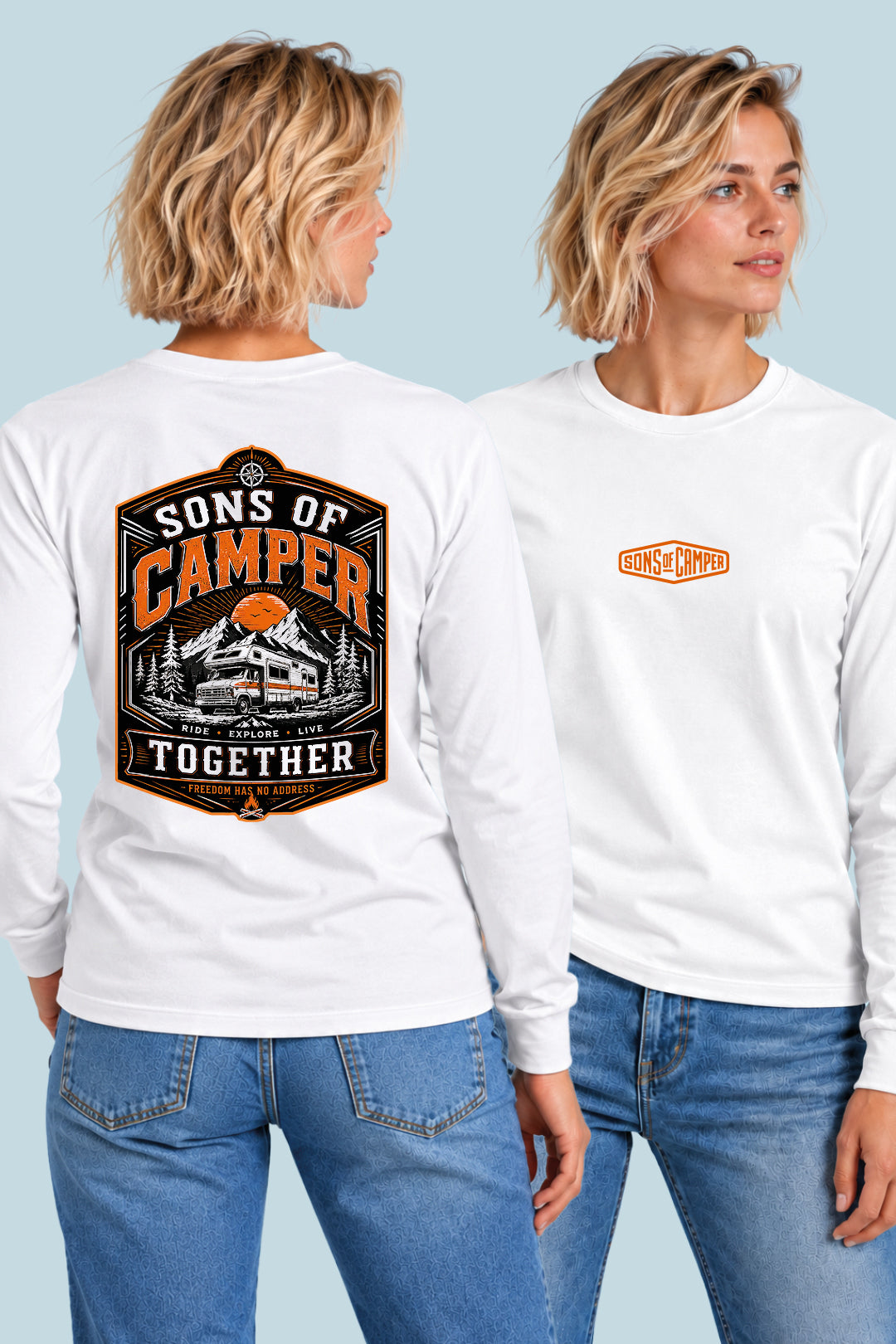 Camiseta manga larga Together Sons of Camper color Blanco, vista mujer