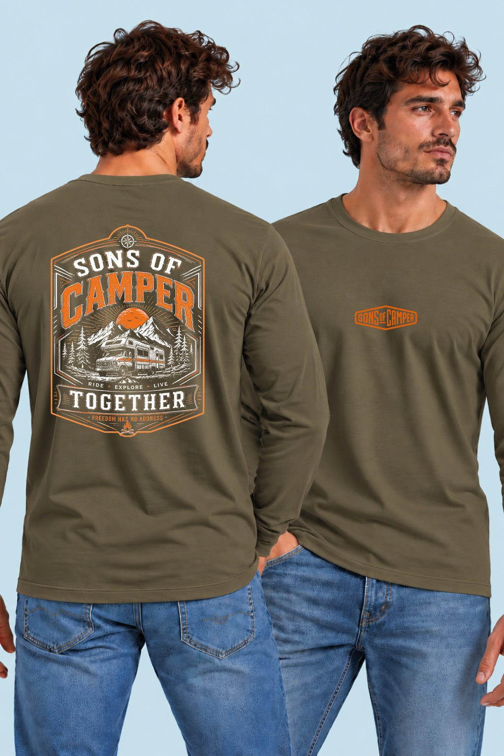 Camiseta manga larga Together Sons of Camper color Caqui, vista hombre