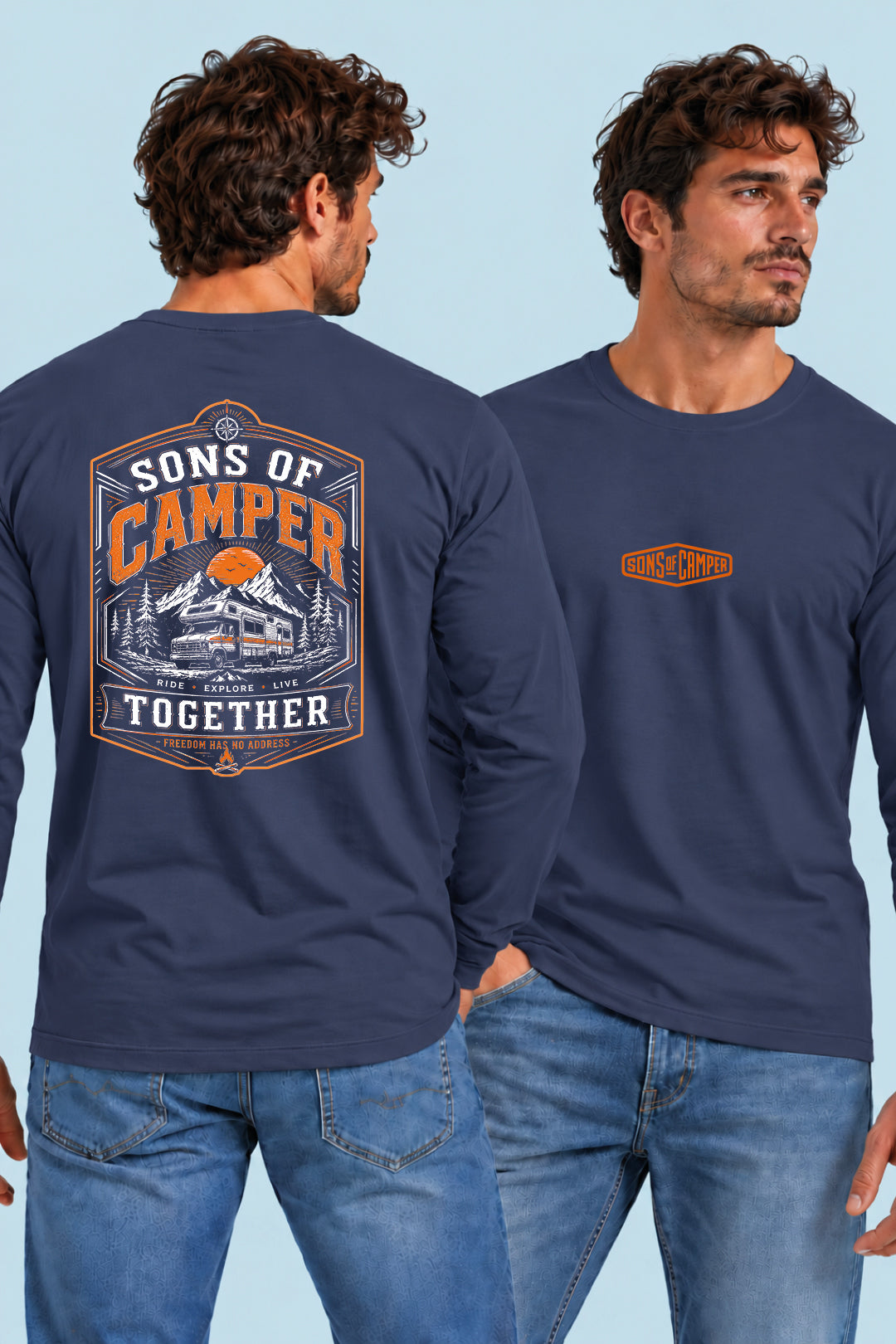 Camiseta manga larga Together Sons of Camper color Navy, vista hombre
