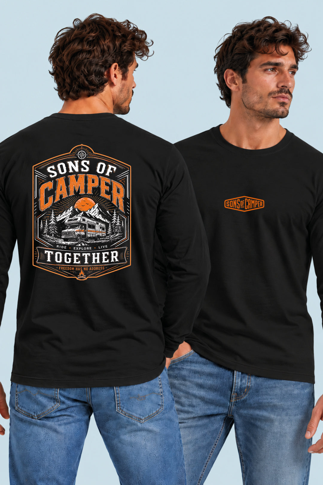Camiseta manga larga Together Sons of Camper color Negro, vista hombre